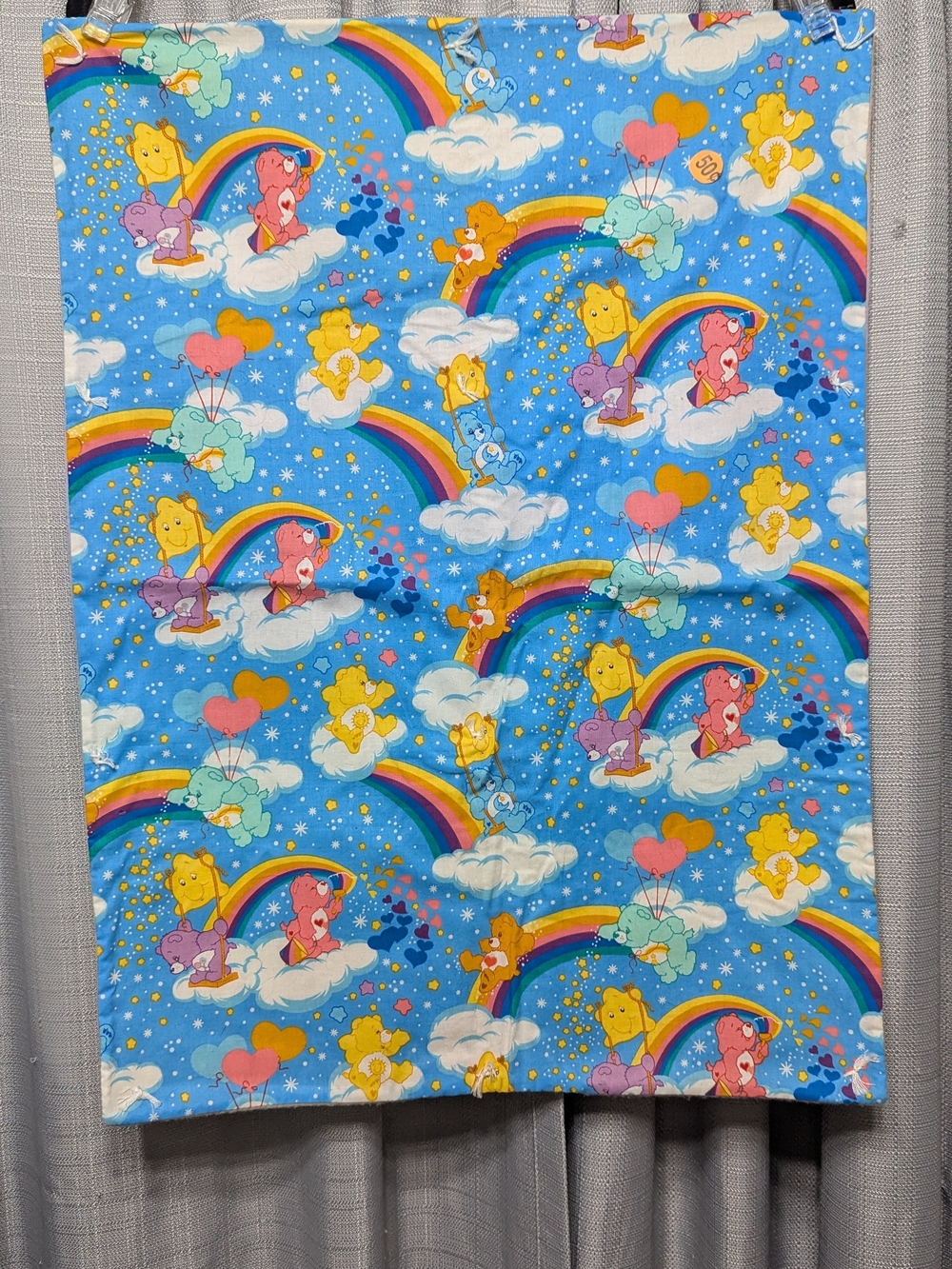 2009 CARE BEARS CRANSTON FABRIC Baby Blanket With Fleece Reverse Side